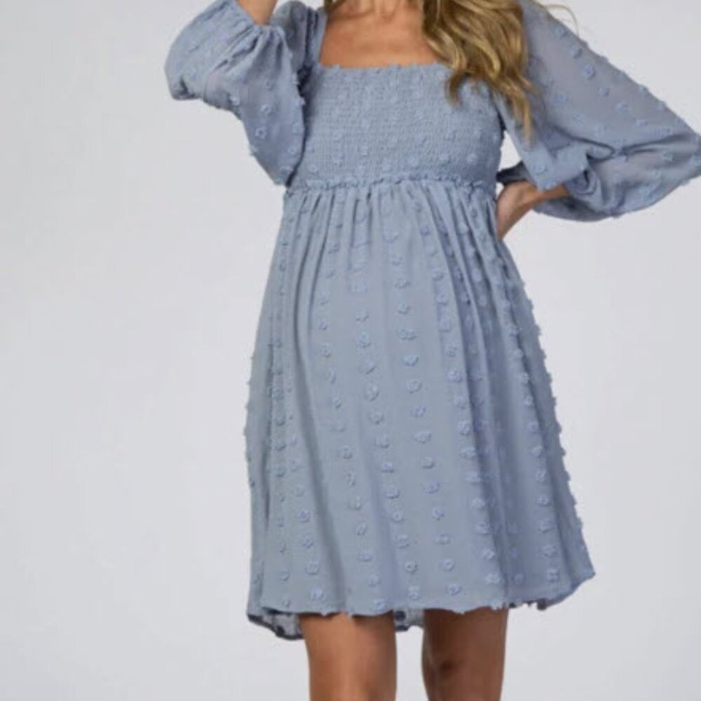 Listicle Light Blue Smocked Midi Dress